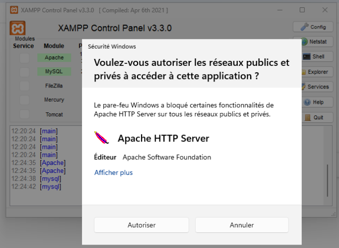 Dashboard XAMPP localhost
