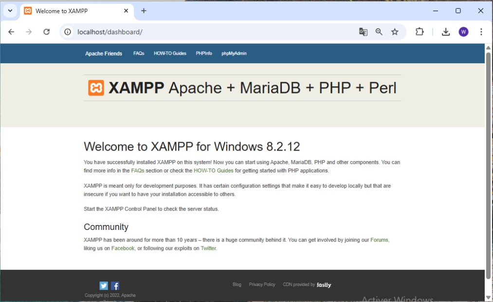 Dashboard XAMPP localhost