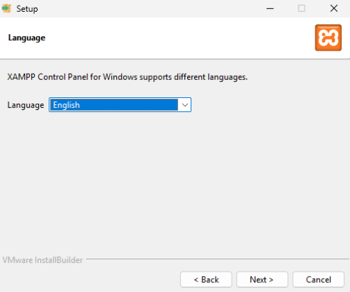 Sélection de la langue XAMPP